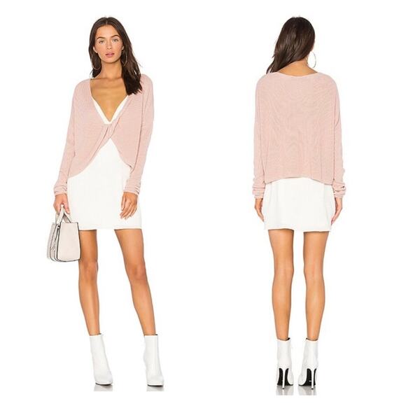 Lovers + Friends Spring Twist Sweater Dusty Rose Plunge Front Womens Small - Picture 1 of 13